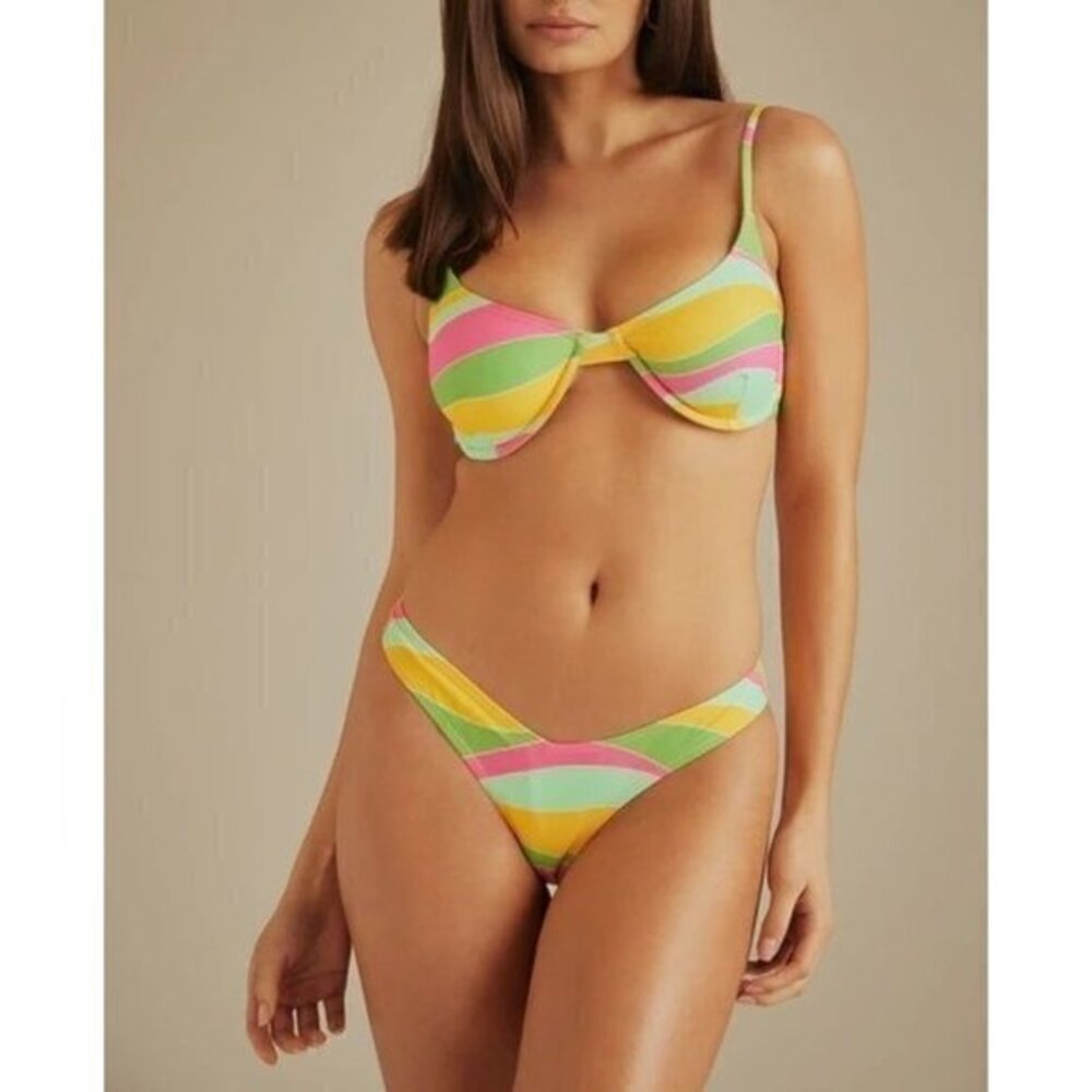 Forplay Underwire 2 Piece Bikini Cheeky Multi Thick Band Color Size M RefFNB